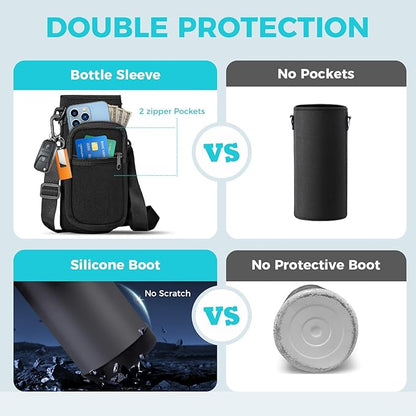 Stainless steel Water Bottle 40OZ - with Straw & Spout Lids, Paracord Handle, Shoulder Carrier Bag, Vacuum Insulated Water Jug, Leak Proof Metal Waterbottle for Sports Gym Yoga Workout Travel Hiking