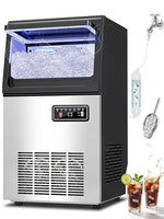 Load image into Gallery viewer, Commercial Nugget Ice Maker Machine with 12Lbs Storage Bin, 70Lbs/24H Stainless Steel Undercounter/Freestanding Pellet Crushed Chewable Ice Maker with Self-Cleaning for Home, Party, Office