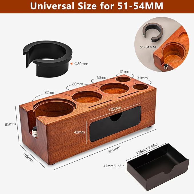 54mm Espresso Tamping Station - 8 in 1 Espresso Tamp Station and Coffee Organizer for Storage 51/53/54mm Portafilter Tamper Distributor Puck Screen Accessories