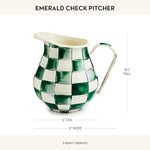 Load image into Gallery viewer, MACKENZIE-CHILDS Enamel Pitcher with Spout for Water, Cut Flowers, and Home Decor, 3 Quarts, Green-and-White Emerald Check