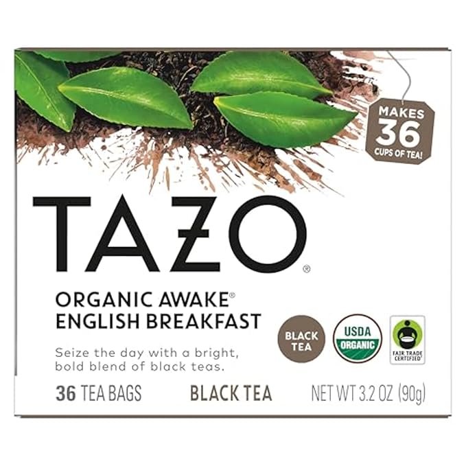 TAZO Organic Awake English Breakfast Black Tea Bags, 144 Total Tea Bags (36ct - Pack of 4)