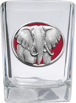 Load image into Gallery viewer, Heritage Pewter Elephant Square Shot Glass | Hand-Sculpted 1.5 Ounce Shot Glass | Intricately Crafted Metal Pewter Inlay