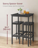 Load image into Gallery viewer, VASAGLE Bar Table, Small Kitchen Dining Table, High Top Pub Table, Height Cocktail Table for Living Room Party, Sturdy Metal Frame, 23.6 x 23.6 x 36.2 Inches for Narrow Spaces, Ebony Black and Black