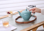 Load image into Gallery viewer, Antique Ceramic Teapot Coffee Pot with Infuser, 400ml (1-2 cups) Small Porcelain Tea Pots for Loose Leaf Tea, with Removable Stainless Steel Strainer and Lid for Gift (Cyan)