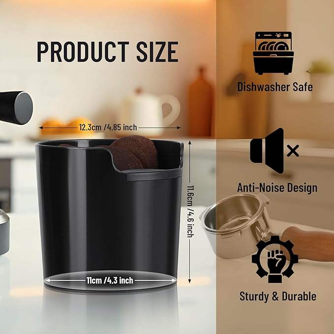 RECAPS Coffee Knock Box for Espresso Coffee Grounds Espresso Knock Box Shock-absorbent and Anti-Slip Base Epsresso Accessories with No Knocking Bar Design
