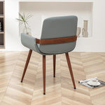 Load image into Gallery viewer, LUNLING Mid Century Modern Faux Leather Dining Room Chairs,Upholstered Seat Metal Legs Chairs Blue Faux Leather Kitchen Chair Reception Room Chair,1PCS