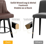 Load image into Gallery viewer, Swivel Bar Stools with Backs, 24" Counter Height Barstools Set of 6, Fabric Upholstered Counter Bar Stools with Solid Wood Legs for Kitchen Island, Home Bar, Brown