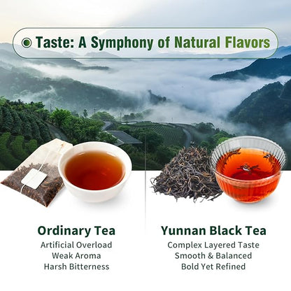 ZenVerdant Gourmet Yunnan Black Tea | Premium Loose Leaf Breakfast Tea | Fresh Harvest & Resealable Bag