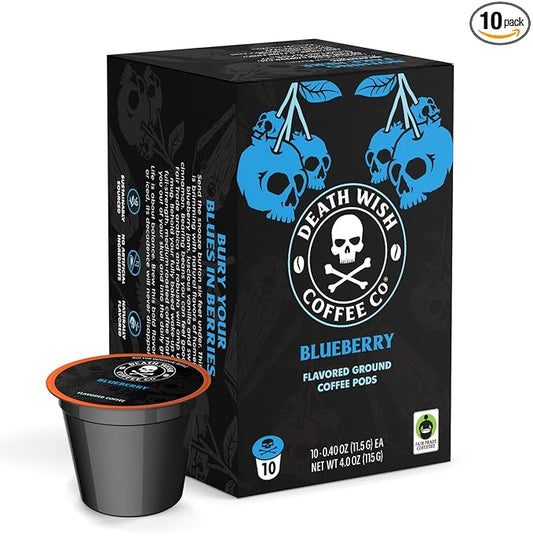 Death Wish Coffee, Single Serve Coffee Pods - Fair Trade - Blueberry Vanilla Flavored