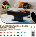 Load image into Gallery viewer, Black LED Coffee Table with Storage for Living Room, Living Room Table Rectangular Center Table, Modern High Glossy Wooden Coffee Tables for Dining Reception Room