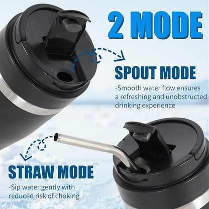 Ice Shave 2-in-1 Stainless Steel Vacuum Tumbler & Cordless Blender - 28oz, Leak Resistant, Cold 24Hrs/Ice 2 Days, 120 Watts with Waterproof Charging - For Smoothies, Home/Office/Car, Black