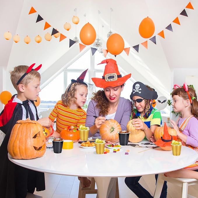 100 Pack 2 oz Plastic Shot Glasses Disposable Shot Cups, Mini 2oz Party Cups for Graduation, Christmas, Birthday, Wedding, Bachelorette Party (Gold, Black)