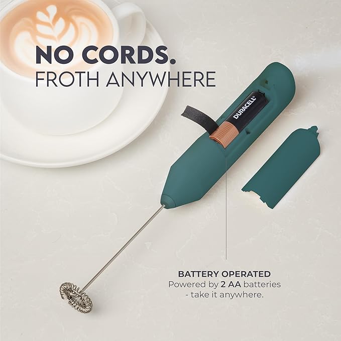 Zulay Kitchen Milk Frother Handheld Battery Operated – Electric Drink Mixer for Coffee, Lattes, Cappuccinos, Matcha & Hot Chocolate – Portable Foam Maker & Coffee Bar Accessory