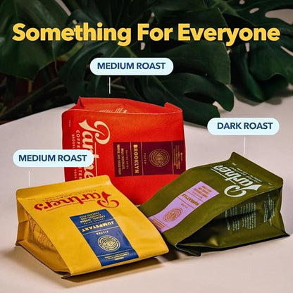 PARTNERS COFFEE ROASTERS - Whole Bean Coffee (Ghost Town - Decaf, Medium Roast) 12oz - Decaf Coffee via Mountain Water - Malt, Golden Raisin, White Chocolate - Coffee Beans - Roasted in New York City