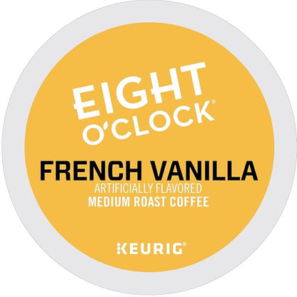 Eight O'Clock Coffee French Vanilla, Single-Serve Keurig K-Cup Pods, Flavored Light Roast Coffee, 48 Count