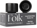 Load image into Gallery viewer, Folk Ceramics Leonard Ceramic Espresso Cups | Modern Stackable Demitasse Mugs for Espresso | Thick Walled, Handleless, Durable, Dishwasher &amp; Microwave Safe | Set of 2, 3oz | Matte Black