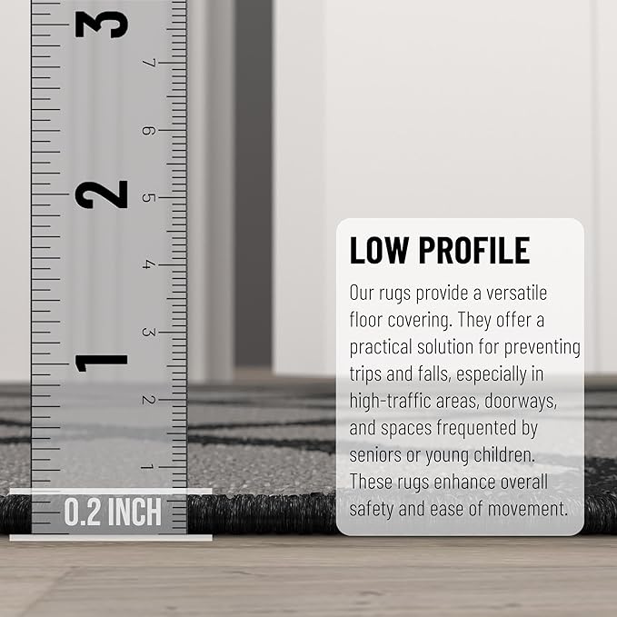 Ottomanson 3'3" x 5' Rugs for Living Room Trellis Area Rug for Bedroom - Non Slip Durable Large Floor Carpet for High Traffic Areas - Indoor Rug for Dining Room Kitchen Kids Playroom, Dark Gray