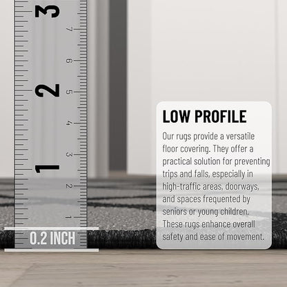 Ottomanson Hallway Runner Rug 2'2" x 6' Non Slip Trellis Area Rugs Easy to Clean Laundry Rug Runner Durable & Pet Friendly Floor Carpet Runners for Hallways Entryway Living Room Kitchen, Dark Gray