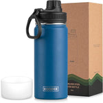 Load image into Gallery viewer, koodee Insulated Water Bottle, 18 oz Stainless Steel Double Wall Vacuum Wide Mouth Sport Bottle with Leakproof Spout Lid (Navy)