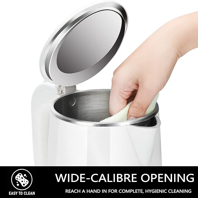 1.7L Electric Kettle Quiet, Double Wall Hot Water Boiler BPA-Free, Quiet Boil and Cool Touch Tea Kettle, Cordless with Auto Shut-Off & Boil Dry Protection, 1500W Fast Boiling, White