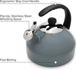 Load image into Gallery viewer, Farberware Omega Tea Kettle, Whistling Tea Pot, Works For All Stovetops, Porcelain Enamel on Carbon Steel, BPA-Free, Rust-Proof, Stay Cool Handle, 2.75 quart (11 cups) Capacity(Gray)