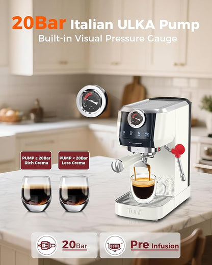 Tuni E2 58mm Dual Boiler Espresso Machine and G1 Ivory 48 Grinding Settings Conical Burr Coffee Grinder with Bottomless Portalfilter Combo (E2 with Upgrade Kit)