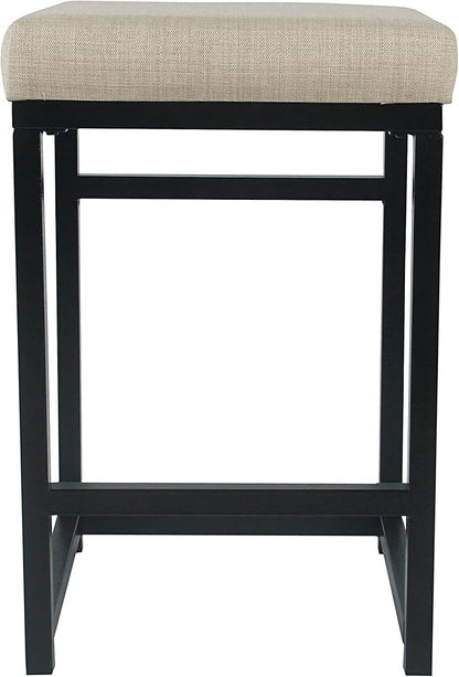HomePop Home Decor | Modern 24-Inch Counter Stool | Backless Metal Frame Bar Stools Counter Height | Decorative Home Furniture, Natural