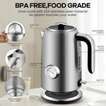 Load image into Gallery viewer, Pukomc Electric Kettle,1.7L Stainless Steel Electric tea kettle with Temperature Gauge, Fast Boiling, Auto Shut - off, BPA - Free, Boil - Dry Protection, (Silver)