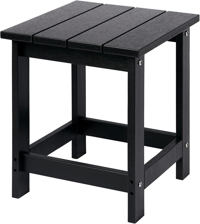 LZRS Adirondack Square Outdoor Side Table for Patio, Pool Composite Patio Table,HDPE End Tables for Backyard,Pool, Indoor Companion, Easy Maintenance & Weather Resistant(Black)