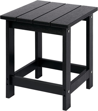 LZRS Adirondack Square Outdoor Side Table for Patio, Pool Composite Patio Table,HDPE End Tables for Backyard,Pool, Indoor Companion, Easy Maintenance & Weather Resistant(Black)