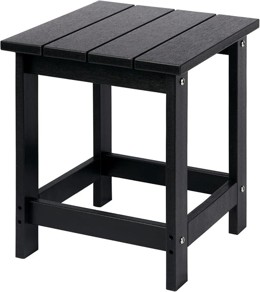LZRS Adirondack Square Outdoor Side Table for Patio, Pool Composite Patio Table,HDPE End Tables for Backyard,Pool, Indoor Companion, Easy Maintenance & Weather Resistant(Black)