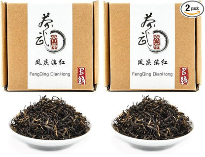 ChaWuWarmSun [B] FengQing DianHong Black Tea,3.5oz/100g,Loose Leaf,YunNan Big Leaf Arbor Tea. (Pack of 2)