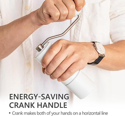 TIMEMORE Chestnut C3S Manual Coffee Grinder with CNC Stainless Steel Conical Burr Capacity 25g, Internal Adjustable Setting, Double Bearing Positioning for Travel, Camping, White