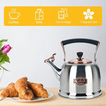 Load image into Gallery viewer, Tea Kettle Stainless Steel Teapot, Stainless Steel Teakettle for Stove Top with Heat Proof Ergonomic Handle 3.0 Quart