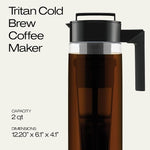 Load image into Gallery viewer, Takeya Tritan Cold Brew Coffee Maker - Airtight Pitcher with Leak-Free Lid - BPA-Free Cold Brew Maker with Silicone Handle - Dishwasher-Safe Pitcher for Homemade Cold Brew - 2 Quart, Black