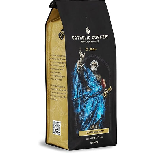 Catholic Coffee St. Peter | Medium Roast Whole Bean Coffee – Chocolate & Nutty Notes | 12oz Bag – Catholic Gift Honoring the First Pope and Rock of the Church