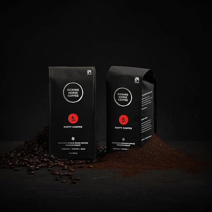 Kicking Horse Happy Camper Whole Bean Coffee, 10 Ounce - Certified Organic, Fairtrade, Kosher Coffee