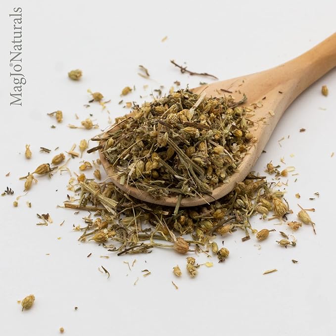 MagJo Naturals Yarrow Leaf & Flower, Dried, Cut and Sifted Achillea millefolium (4 oz)