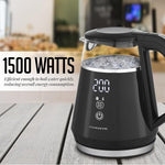 Load image into Gallery viewer, OVENTE Electric Kettle with 5 Temperature Control Presets, LED Digital Display, 5Hr Keep Warm Function, Auto Shut-Off and Boil Dry Protection, 1500W BPA Free Glass Water Heater and Boiler, Black KD95B