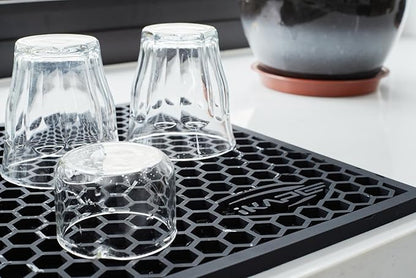 IKAPE Drying Coffee Maker Mat, Multi-functional Water Filter Mat, Easy to Clean, Durable, Suitable for Coffee and Tea Accessories and Kitchen Counters(Black, 15.75in*11.81in)