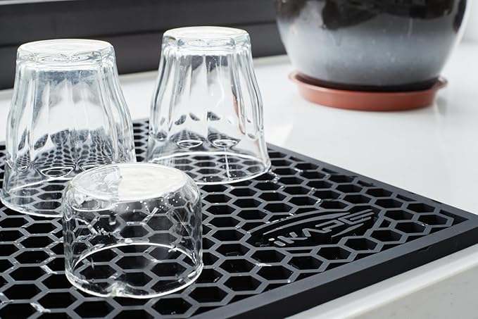 IKAPE Drying Coffee Maker Mat, Multi-functional Water Filter Mat, Easy to Clean, Durable, Suitable for Coffee and Tea Accessories and Kitchen Counters(Black, 15.75in*11.81in)