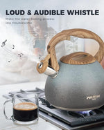 Load image into Gallery viewer, POLIVIAR Tea Kettle, 2.7 Quart Stovetop Tea Kettle, Audible Whistling Teapot with Crackle Finish, Food Grade Stainless Steel for Anti-Rust, Anti Hot Handle, Suitable for All Heat Sources (JX2023-LYL)