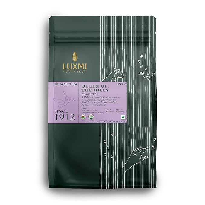 Luxmi Estates Queens Black Tea Blend 50 Tea Bags (100gm) Pack | Organic Black Tea | 50 Cups Bulk Pack