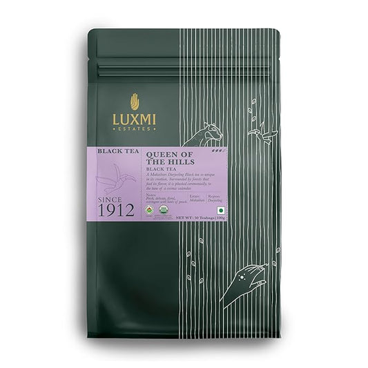 Luxmi Estates Queens Black Tea Blend 50 Tea Bags (100gm) Pack | Organic Black Tea | 50 Cups Bulk Pack