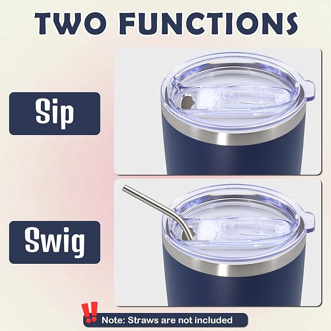 20oz Tumbler Bulk Stainless Steel Tumbler Cup with Lid Vacuum Insulated Double Wall Travel Mug, Durable Powder Coated Travel Coffee Tumbler Mug for Hot & Cold Drinks, Navy,12 Pack