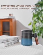 Load image into Gallery viewer, ZENS Gradient Blue Tea Cup with Infuser and Lid, 14.5oz Wood Handle Tea Mug, Loose Leaf Tea Steeper &amp; Strainer, Tea Lovers Gifts