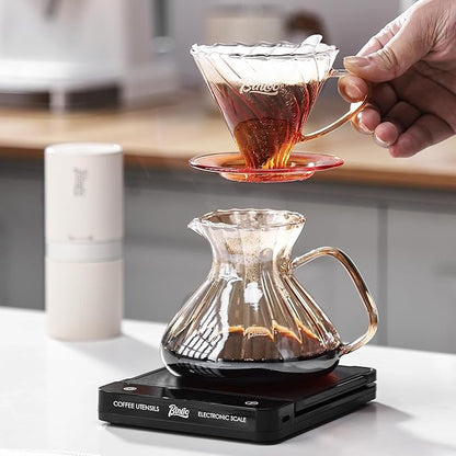 Bincoo Pour Over Coffee Maker Set,650ML Borosilicate Glass Carafe with Coffee Driper&50pcs Paper Filter,Glass Coffee Maker for Home Café Restaurant(Champagne)