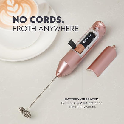 Zulay Kitchen Milk Frother Handheld with 2 Duracell AA Batteries – Electric Drink Mixer for Coffee, Lattes, Cappuccinos, Matcha & Hot Chocolate – Portable Foam Maker & Coffee Bar Accessory