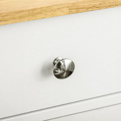 HOMCOM Sideboard with Solid Wood Countertop, Modern Kitchen Storage Cabinet, Coffee Bar Cabinet with 2 Drawers, Doors and Adjustable Shelf, Distressed White