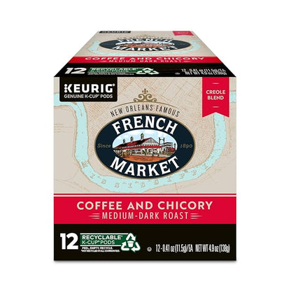 French Market Coffee & Chicory Medium-Dark Roast Single Serve Coffee Pods, 12ct Box (Pack of 4)
